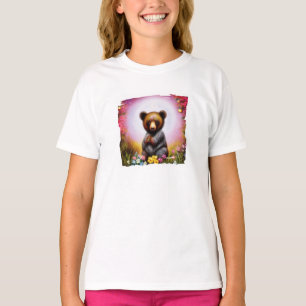 Camiseta de oso fantástico y flores