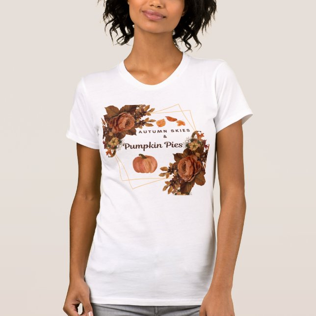 Camiseta de otoño con cielo y calabaza (Anverso)