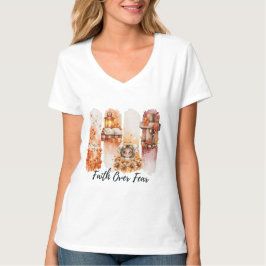 Camiseta de otoño Salmo 23:4 Fe sobre Miedo