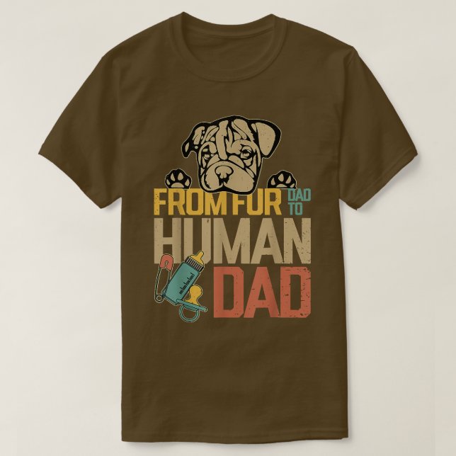 Camiseta De padre a padre humano Bulldog papá Bulldog amor (Diseño del anverso)
