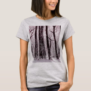 Camiseta de paisaje invernal nevado de bosque fore