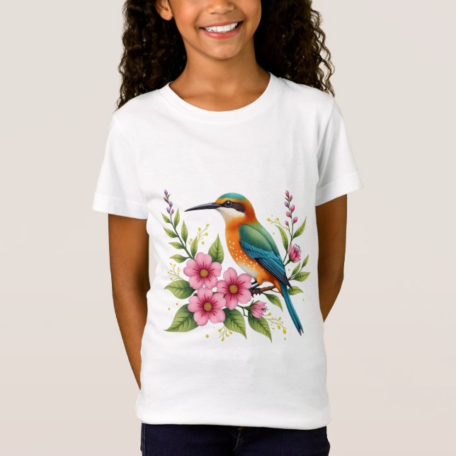 Camiseta de pájaro con acuarela colorida (Anverso)