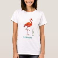 Camiseta de pájaro flamenco rosa hermoso y planta 