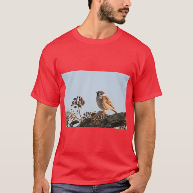Camiseta de pájaro gorrión alegre (Anverso)