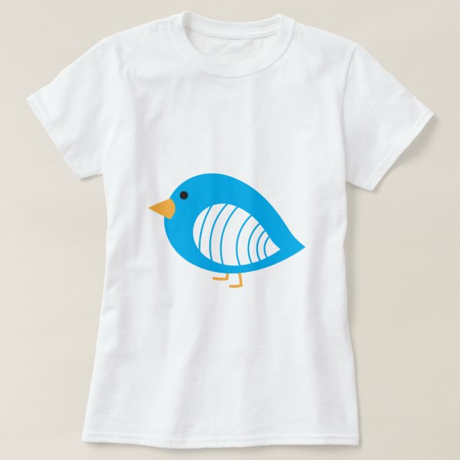 Camiseta de pájaros extravagantes de color azul (Diseño del anverso)