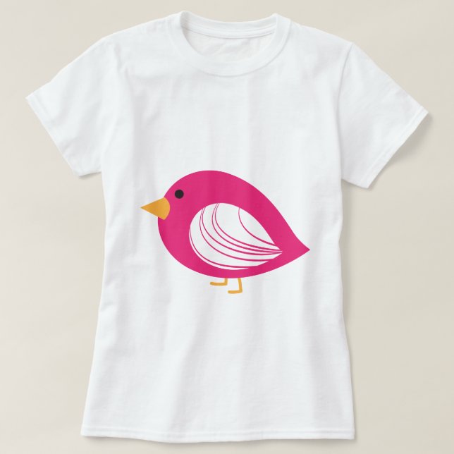Camiseta de pájaros extravagantes de color rosa (Diseño del anverso)