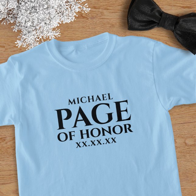 Camiseta de paje de honor personalizada para boda  (Add your Page of Honor's name and your wedding date)