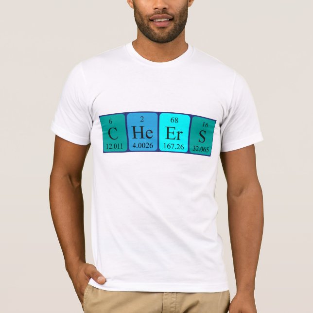 Camiseta de palabras de tabla periódica (Anverso)