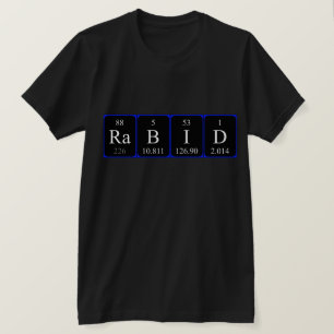 Camiseta de palabras de tabla periódica rabiosa