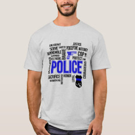 Camiseta de palabras descriptivas de la policía