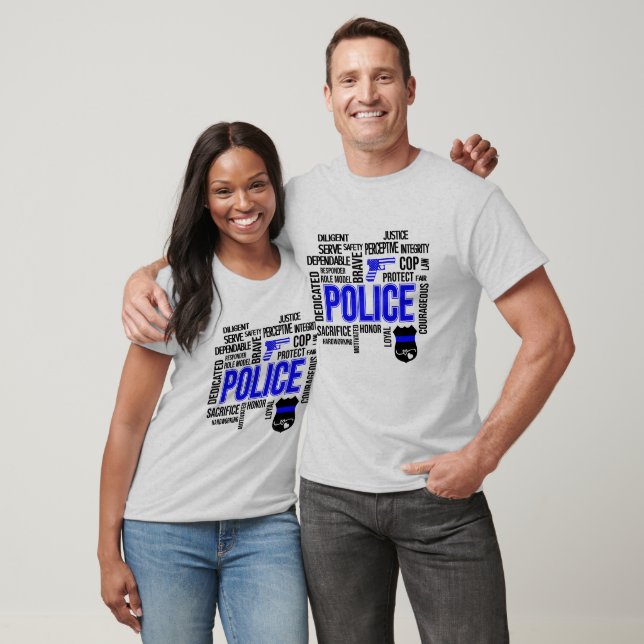 Camiseta de palabras descriptivas de la policía (Unisexo)