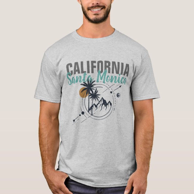 Camiseta de palmas geométricas de Santa Mónica Cal (Anverso)