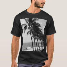 Camiseta de palmeras blancas y negras masculinas
