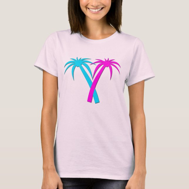 Camiseta de palmeras coloridas (Anverso)