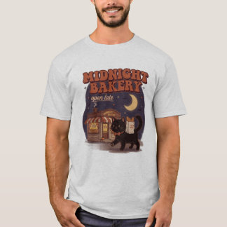 Camiseta de Panadería de Medianoche, Cute Black Ca