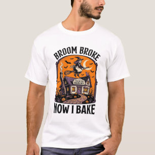 Camiseta de panadero de Halloween Bruja Escoba Dis
