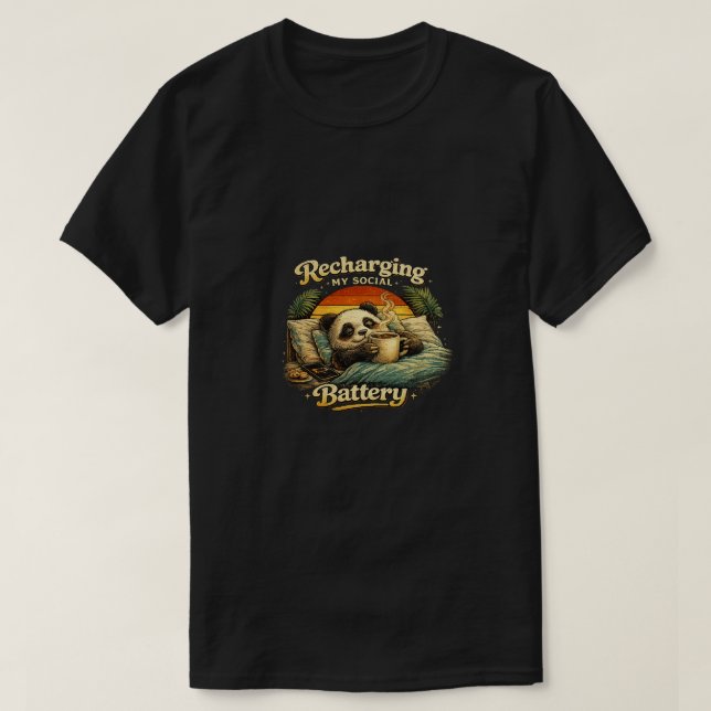 Camiseta de panda recargando mi batería social (Diseño del anverso)