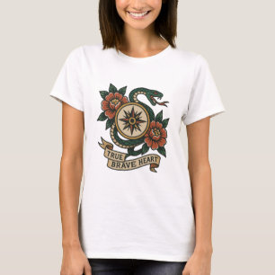 Camiseta de panel de rosa de brújula de corazón va
