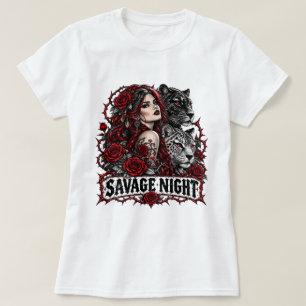 Camiseta de pantera de noche salvaje gótica, re Da