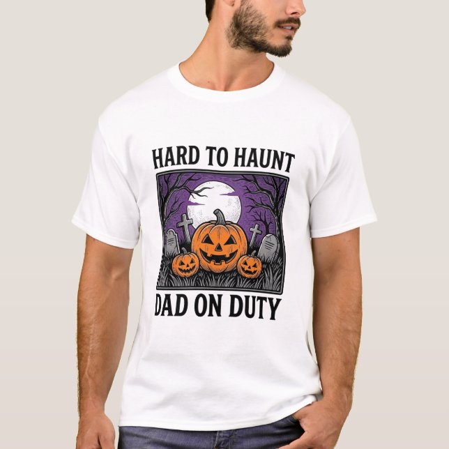 Camiseta de Papá de Halloween Difícil de Asustar D (Anverso)