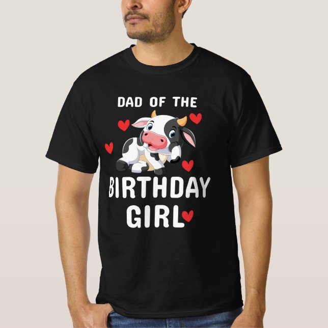 Camiseta de Papá de la Cumpleañera Granja | Vaca  (Anverso)