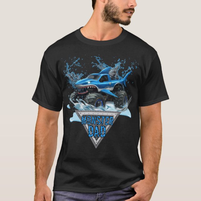 Camiseta de papá, monstruo del tiburón azul (Anverso)