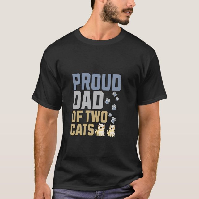 Camiseta de Papá Orgulloso de Dos Gatos (Anverso)