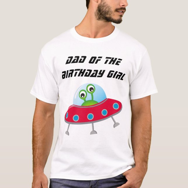 Camiseta de papá, partido de cumpleaños espacial (Anverso)