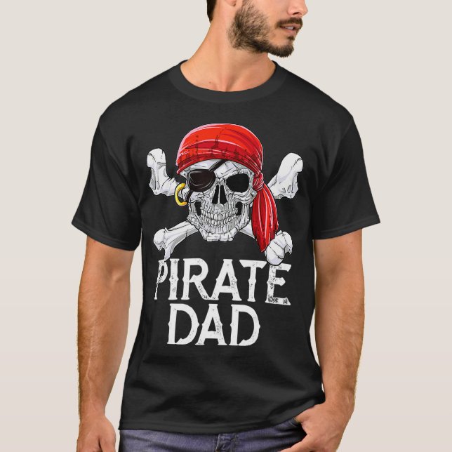 Camiseta de papá pirata Jolly Roger Flag Skull Cro (Anverso)