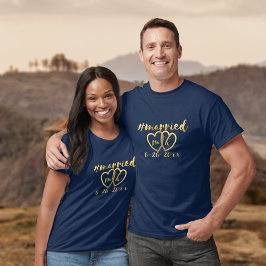 Camiseta de pareja con fecha de boda personalizada
