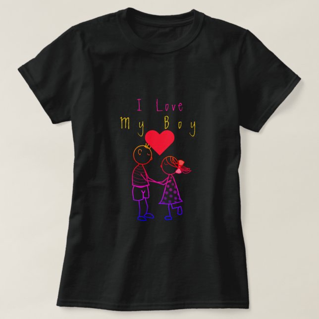 Camiseta de pareja con texto - Amo a mi chico (Diseño del anverso)