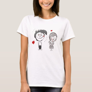 Camiseta de Pareja de Dibujos Animados Divertidos,