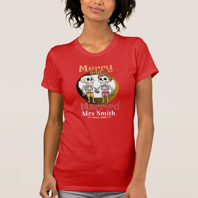 Camiseta de pareja de esqueletos divertidos (Anverso)