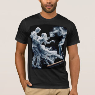 Camiseta de pareja de silueta de baile de humo
