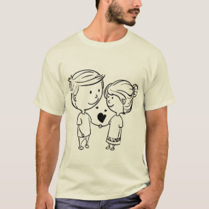 Camiseta de Pareja Linda Sosteniendo Corazón