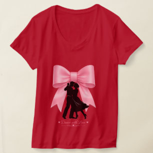 Camiseta de pareja romántica con lazo rosa Baile c