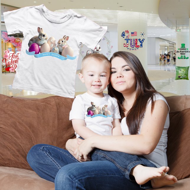 Camiseta De Pascua Bebé Dos Conejos Y Huevos De Pa (Subido por el creador)