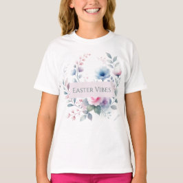 Camiseta de Pascua con fondo floral para niños