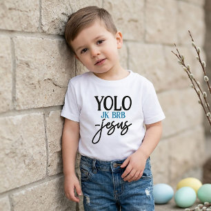 Camiseta de Pascua de Jesús para niños YOLO JK BRB