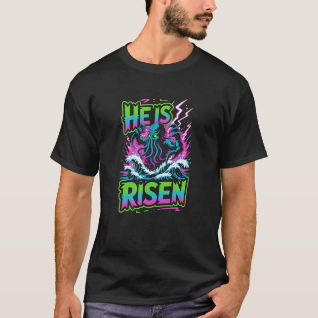 Camiseta de Pascua He Is Risen Cthulhu (Anverso)