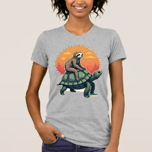 Camiseta de paseo de animal retro de tortuga de pe