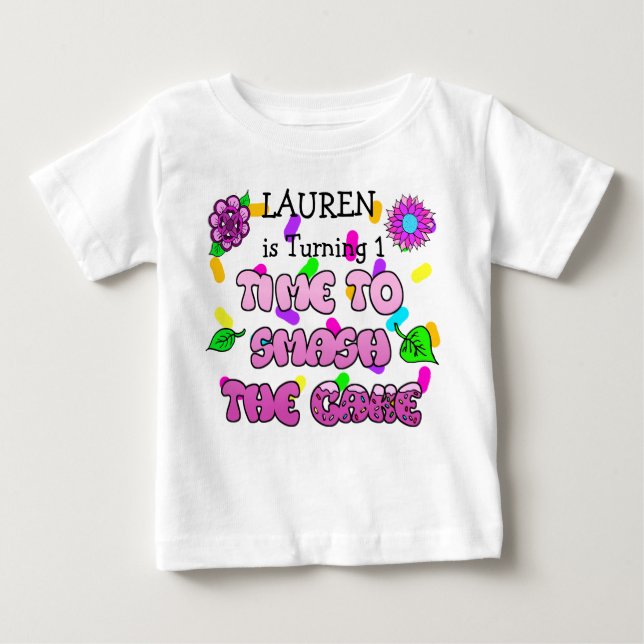 Camiseta de pastel de cumpleaños para niña, nombre (Anverso)