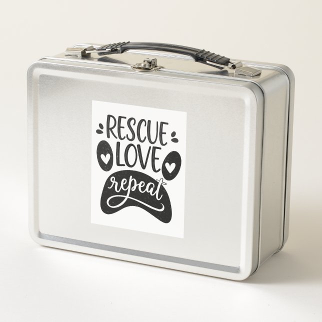 Camiseta de pata de perro Rescue Love Repeat (Anverso)