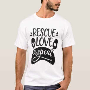 Camiseta de Pata de Perro Rescue Love Repeat