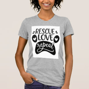 Camiseta de Pata de Perro Rescue Love Repeat