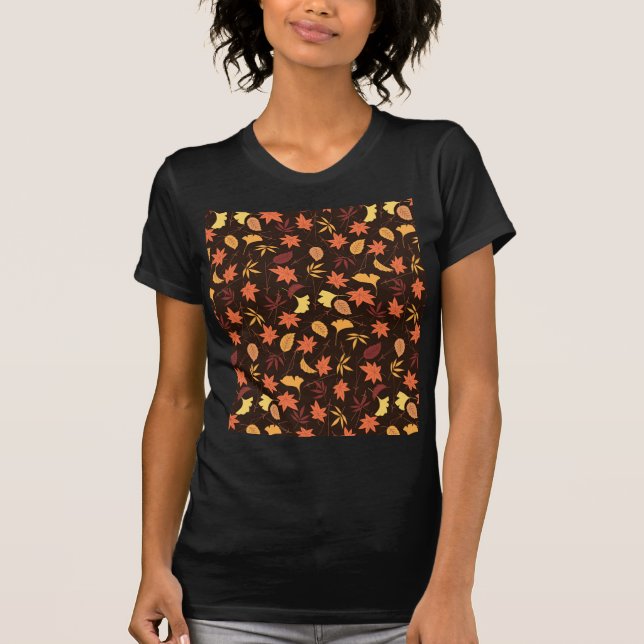 Camiseta de Patrón de Hojas de Otoño (Anverso)