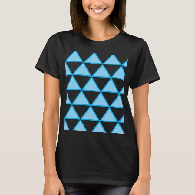 Camiseta de patrón de triángulo geométrico azul mo (Anverso)