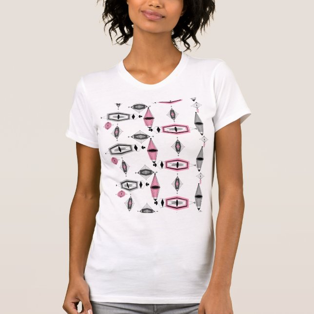Camiseta de patrón rosa y gris atómico (Anverso)