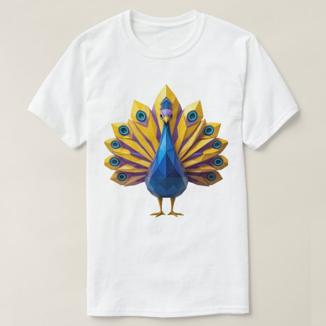 Camiseta de pavo real geométrica (Diseño del anverso)