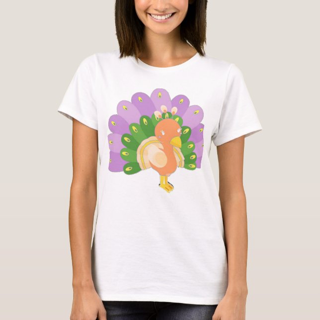 Camiseta de pavo real lindo  (Anverso)